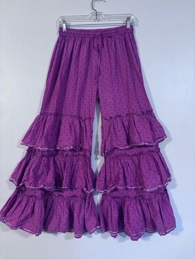 Purple Tiered Ruffle Boho Pants